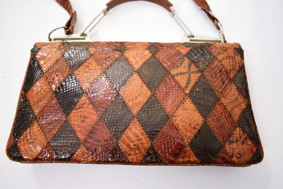 Exotic Patchwork Leather Handbag | Sculptural 50s… - image 18