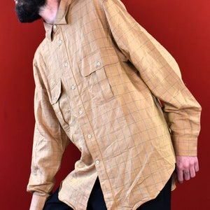 KRIZIA Designer Linen Shirt Brown Checkered Luxurious Made in Italy Linen Cotton Blend Mens Top Shirt Longsleeve Casual Shirt image 1