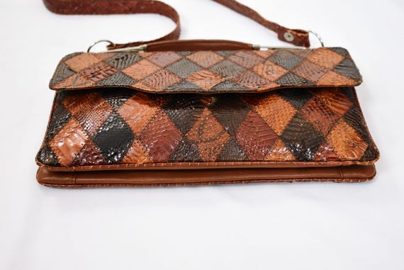 Exotic Patchwork Leather Handbag | Sculptural 50s… - image 12