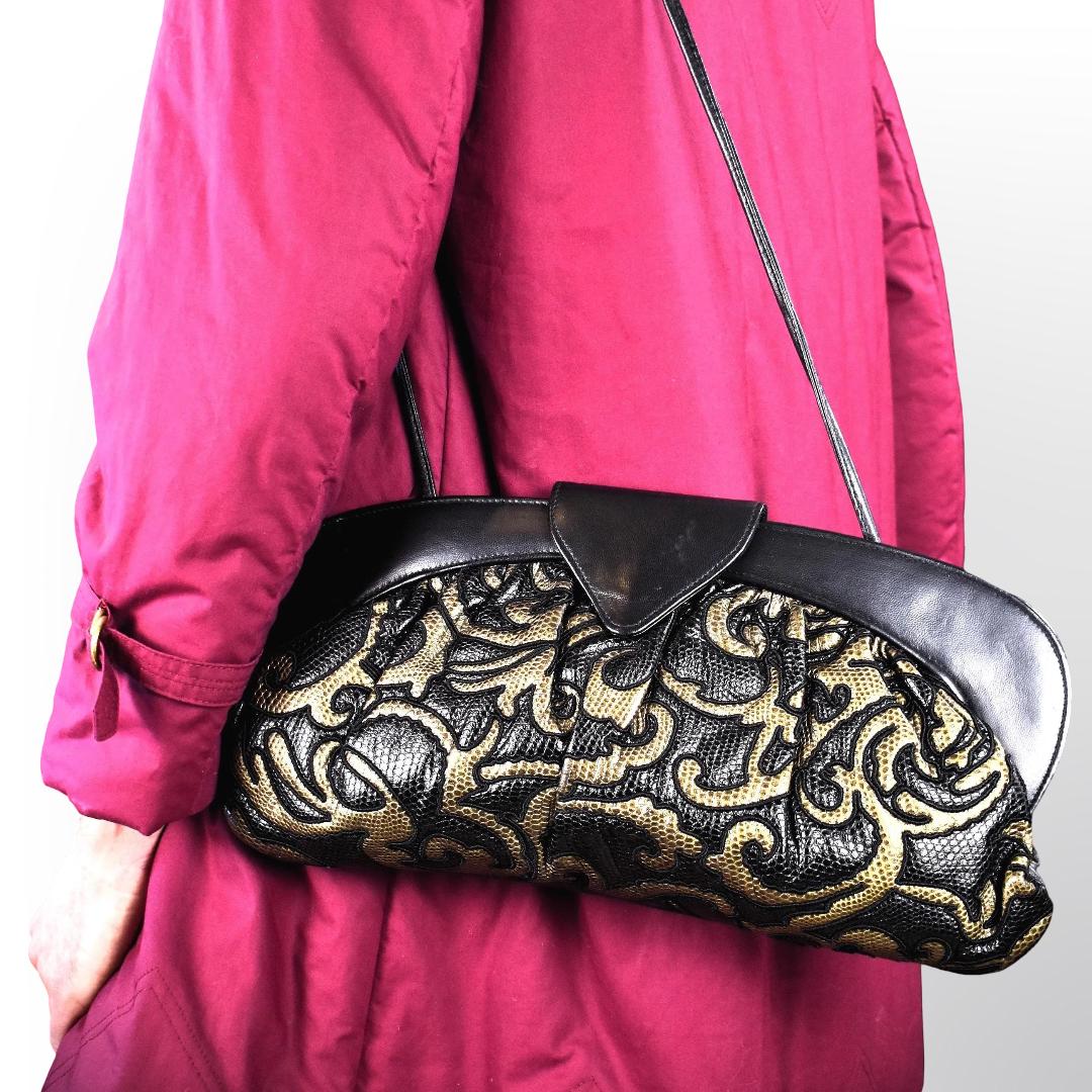 新品　未使用品ヴィンテージbraccialini イタリア製 レザーポシェット Braccialini Vintage 80s Leather Shoulder Bag: Italian Baroque