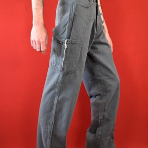 Original 90s Grey Bootcut Pants Cargo Wide Leg Trousers Pants 100% Cotton Made in Italy Baggy Mens 80s Oldschool Pants image 2