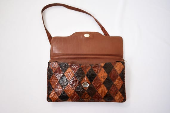 Exotic Patchwork Leather Handbag | Sculptural 50s… - image 9