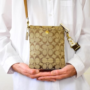 Vintage Coach Crossbody Bag | Y2K Logo Shoulder Purse | Brown Canvas & Leather | Unisex Small Designer Bag