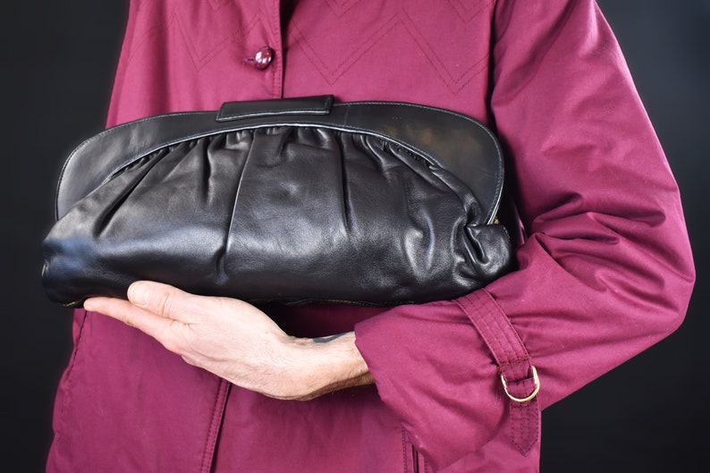BRACCIALINI Italian Designer Vintage Shoulder Bag 80s 90s Patchwork Handbag Leather Luxury Baguette Bag Ornamental Evening Clutch image 6