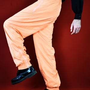 Vintage Peach Colorblock Track Pants: 80s Lined Joggers