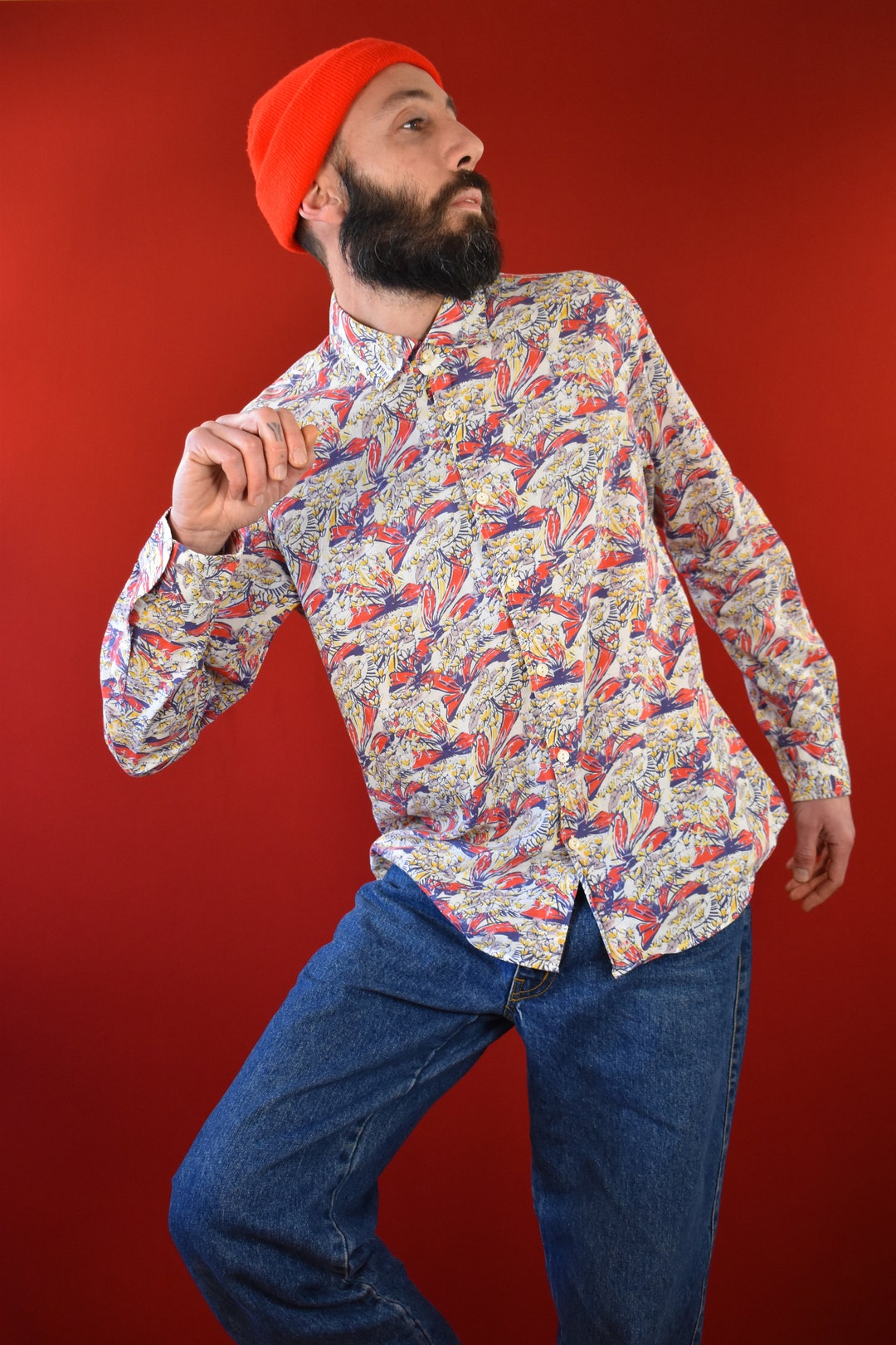 80s Soleiado Patchwork Shirt| Vintage unisex crazy patterned shirt| Hippy inspired brown blouse