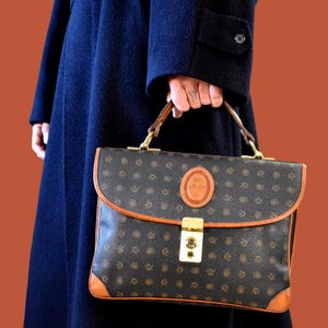 Maletín Kenzia vintage / Cartera de piel italiana / Asa superior con cierre dorado / Lujo discreto / Idea de regalo de graduación