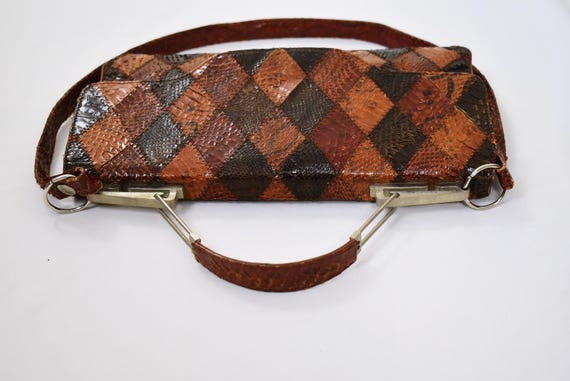 Exotic Patchwork Leather Handbag | Sculptural 50s… - image 16