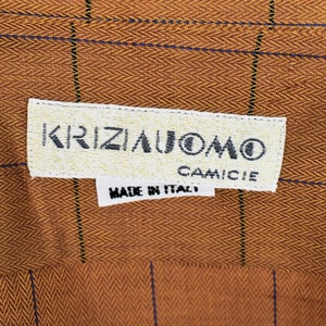 KRIZIA Designer Linen Shirt Brown Checkered Luxurious Made in Italy Linen Cotton Blend Mens Top Shirt Longsleeve Casual Shirt image 9