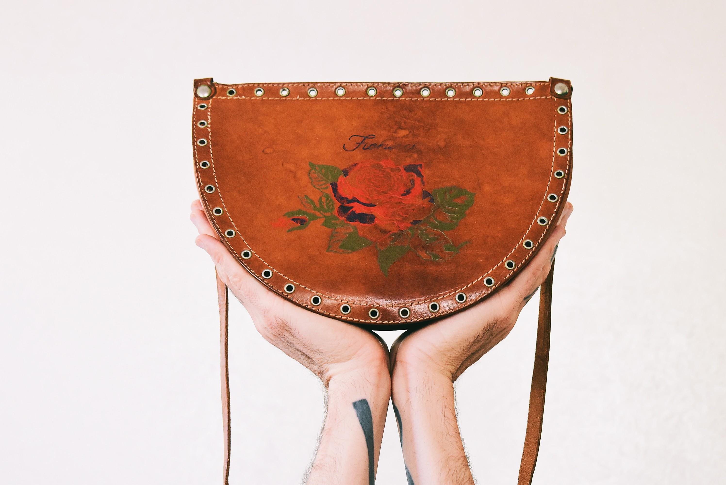 Rare Fiorucci 70s Leather Bag | Boho Tooled Floral Crossbody