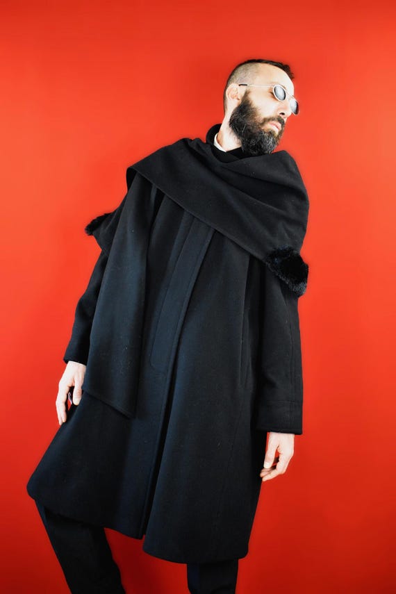 ジャケット・アウター 80s 90s Euro vintage black cashgora coat 1980s Vintage Black Leather Jacket by Euro Mond of