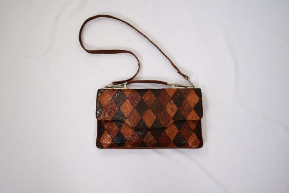 Exotic Patchwork Leather Handbag | Sculptural 50s… - image 6