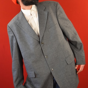 Vintage Van Gils Wool Blazer XL: 80s Gray Tailored Jacket