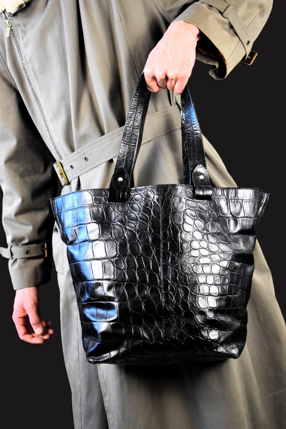FURLA Designer crocodile-effect leather tote bag -