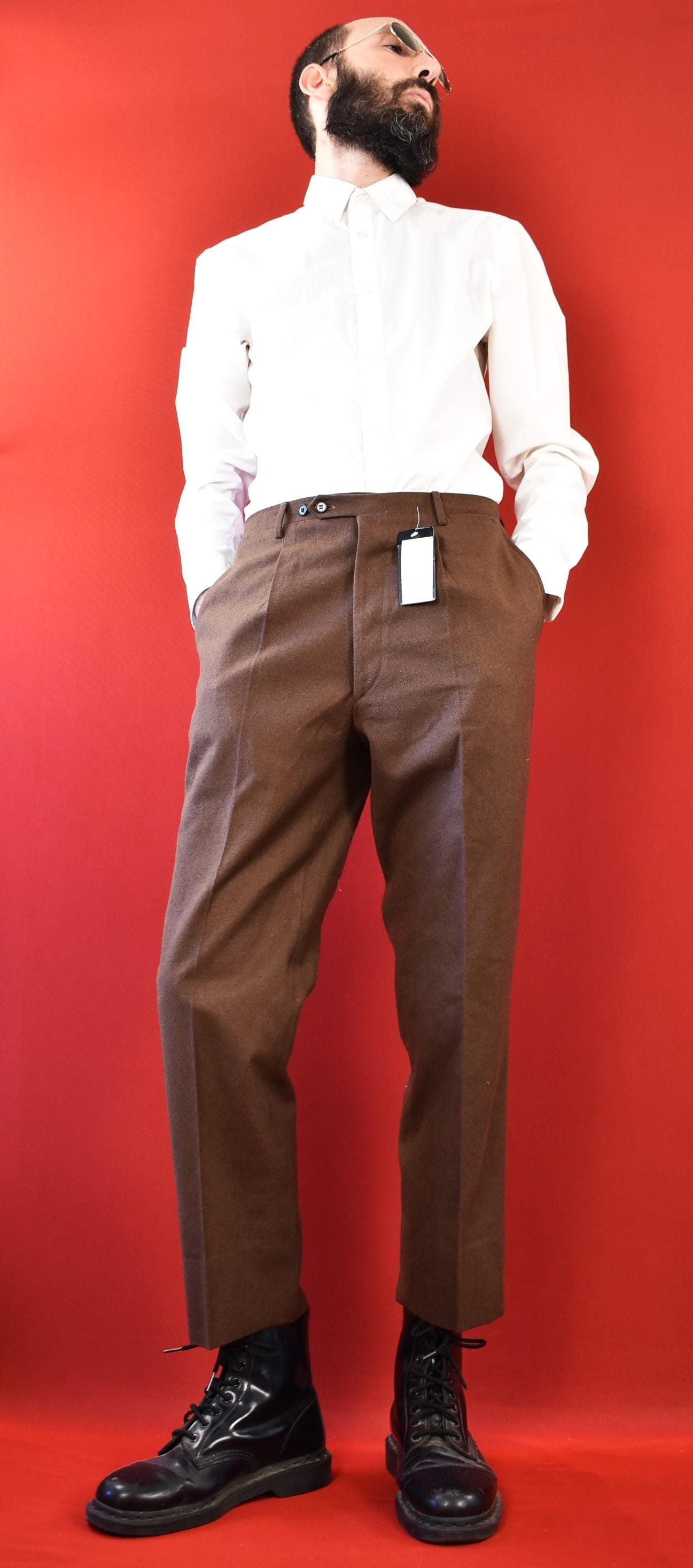 AntimodeVintage Italian Vintage 70s Sartorial Pants - Elegant Wool Trousers - Old Money - Light Academia - Business Pants
