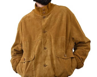 ジャケット・アウター 90s Italian Vintage Brown Suede Jacket Vintage 90s Italian Suede Bomber Jacket: Men's XL Brown