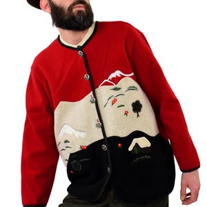 Vintage Embroidered Wool Cardigan: Italian Tyrolean Jacket