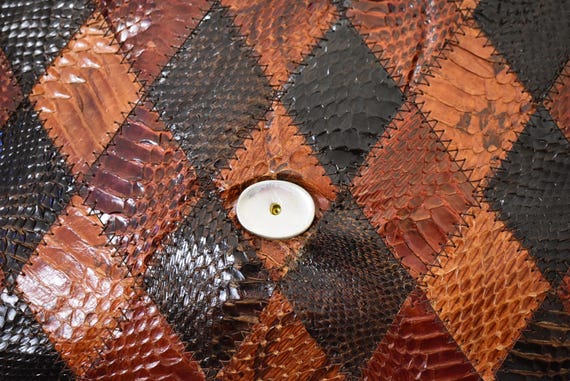 Exotic Patchwork Leather Handbag | Sculptural 50s… - image 10