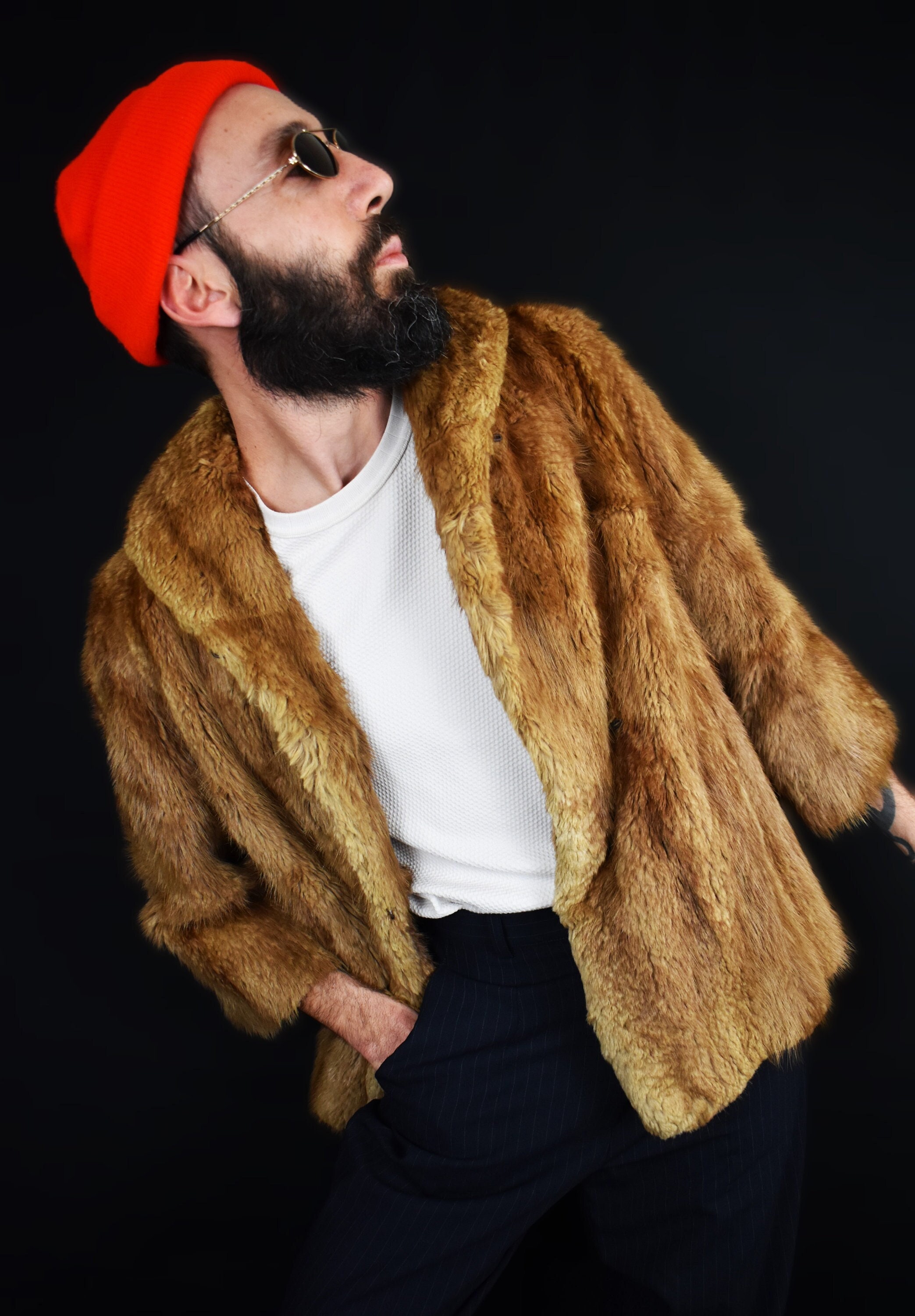 80年代ヴィンテージのレッドフォックスファーコート：クロップド丈の