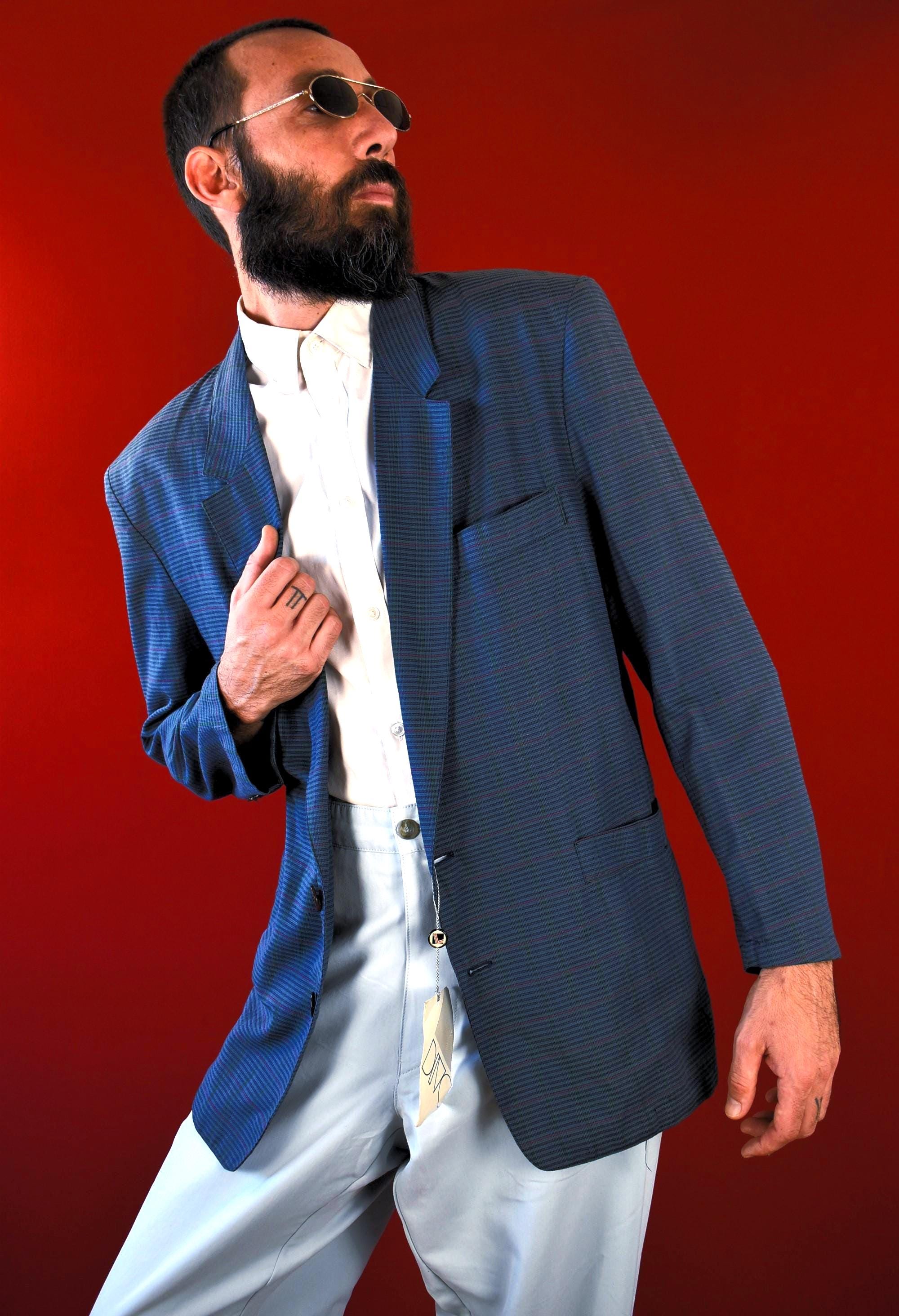 トゥデイフル Ecoleather Tailored Jacket Italian Vintage 70s Blazer: Deadstock Blue Check Tailored