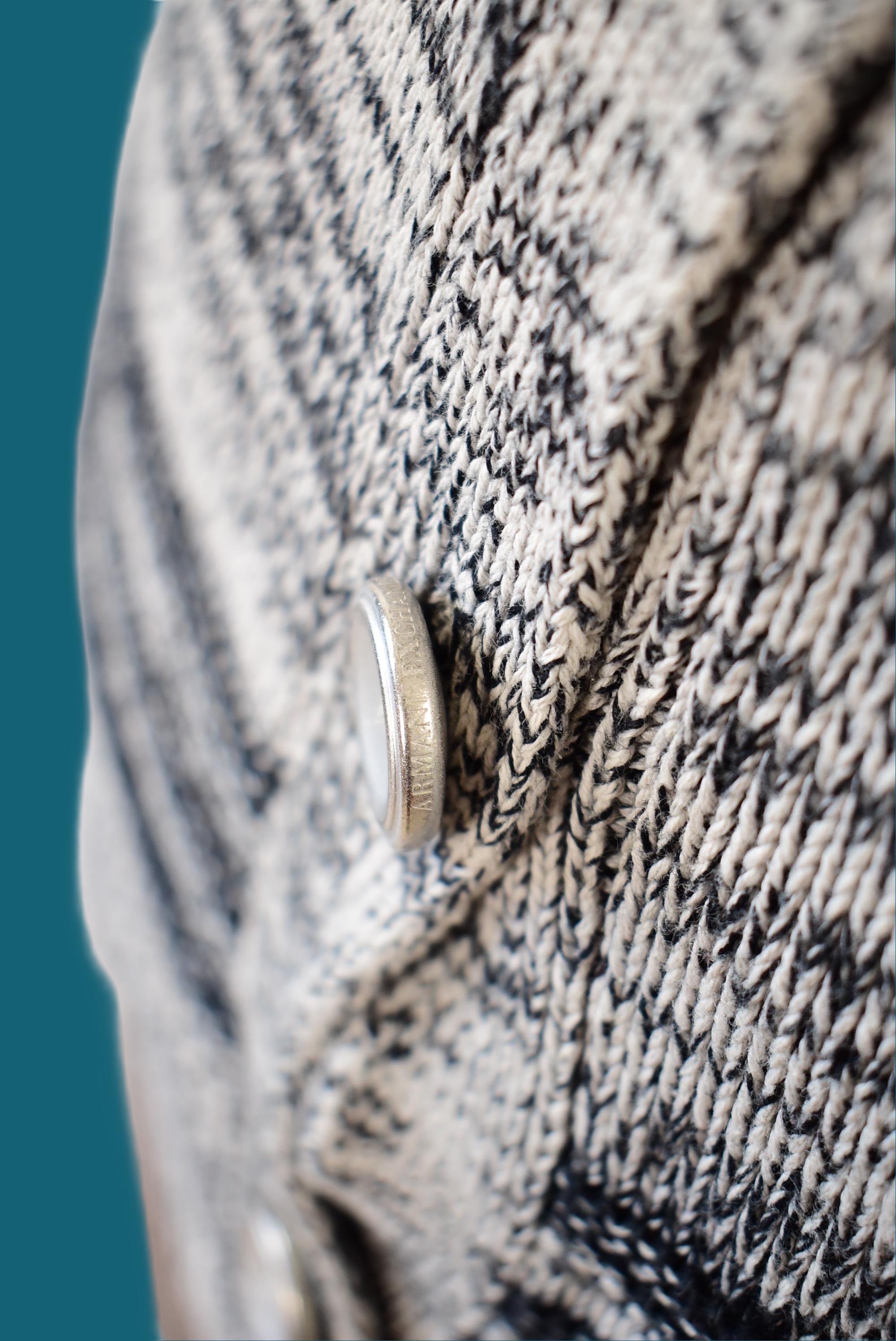 90s Armani Exchange Cardigan: Asymmetrical Knit Cotton Designer 