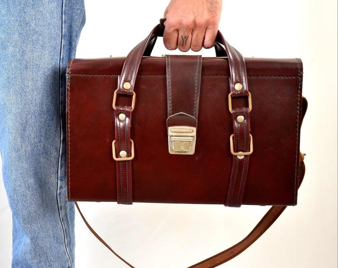 幸せなふたりに贈る結婚祝い Vintage Prestolock Top Change Hard Shell Faux Leather バッグ