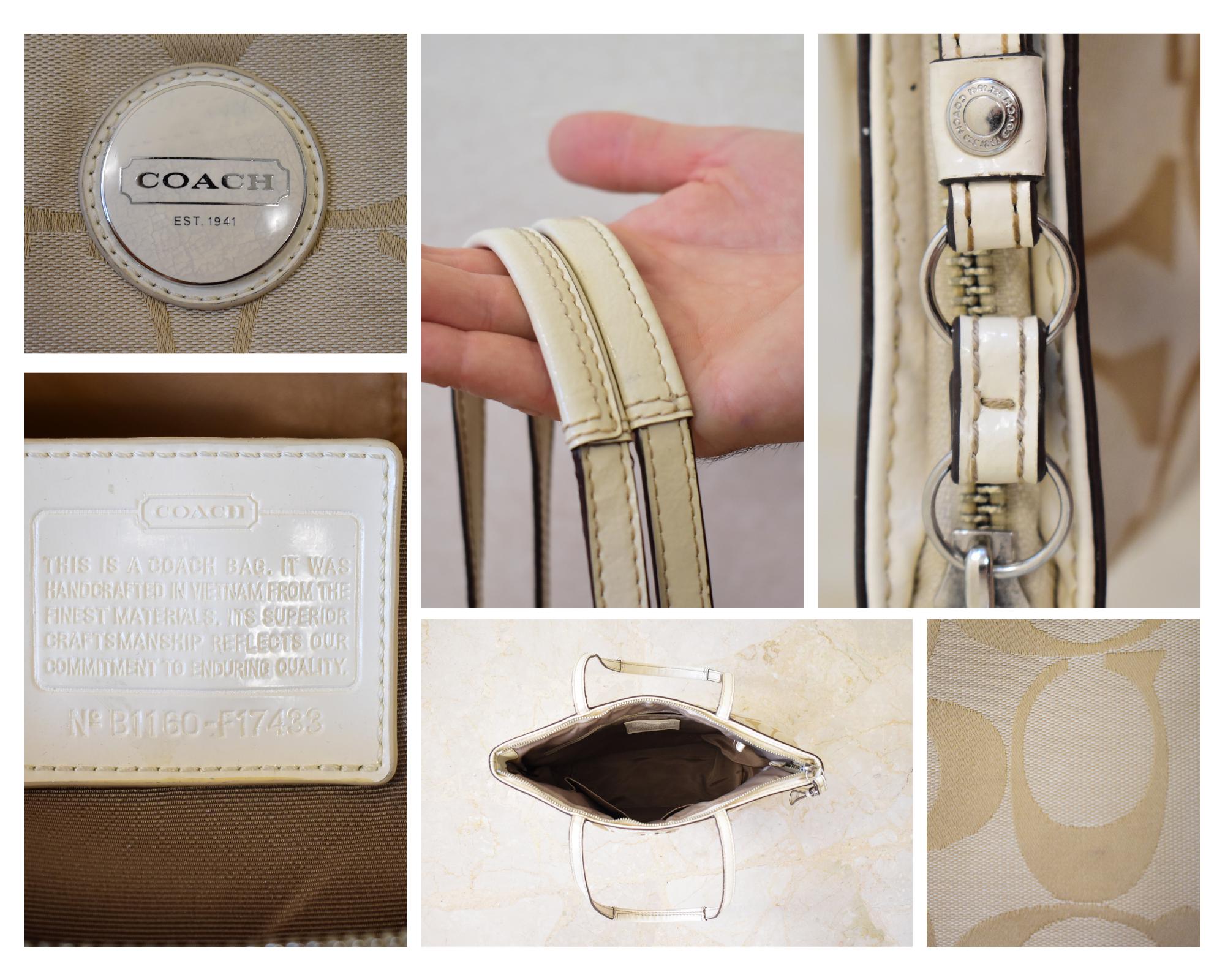 Vintage Coach Monogram Tote Bag: Original Y2K Beige Canvas and
