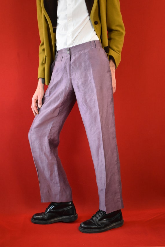 70s 80s Luxurious Italian Linen Vintage Trousers … - image 2