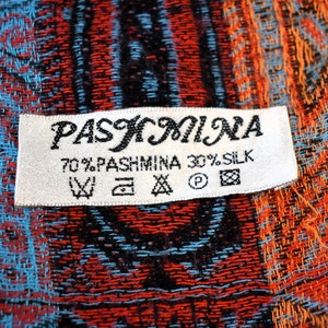 Pashmina and Silk Ethnic Scarf Cashmere 90s Vintage Shawl Fringed Double-Sided Traditional Scarf Luxus Vintage image 6