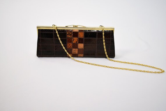 1970s Exotic Python Frame Bag – Convertible Gold … - image 9