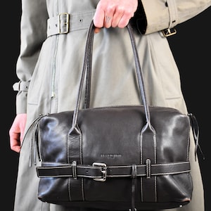 NANNINI Luxurious Shoulderbag 90s Y2K Brown Leather Handbag Vintage Purse Baguette bag Kellybag Bowler Totebag Shopper image 3