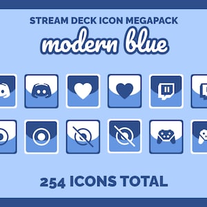 Icône moderne Blue Stream Deck MEGAPACK - 254 ICÔNES TOTAL pour Elgato Stream Deck