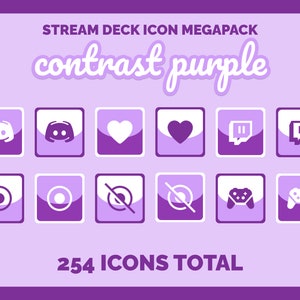 Contrast Purple Stream Deck Icon MEGAPACK - 254 ICONS TOTAL for Elgato Stream Deck