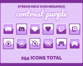 Contrast Purple Stream Deck Icon MEGAPACK - 254 ICONS TOTAL for Elgato Stream Deck