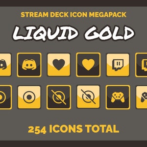 Liquid Gold Stream Deck Icon MEGAPACK - 254 ICONS TOTAL for Elgato Stream Deck