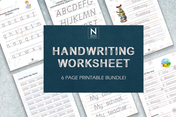 Personalised Handwriting Editable 6 Worksheets Printable Neat - Etsy