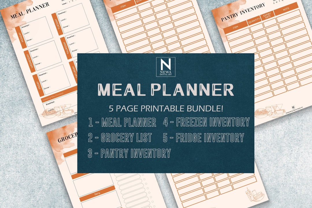 Editable Meal Planner Bundle – Printable Grocery List, Freezer & Pantry ...