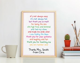 Personalized Teacher Thank You Print, End of Term Gift (Digital Download)