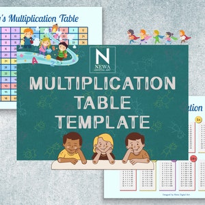 Tablas de multiplicar Plantilla de gráfico de cuadrados de multiplicación Tutorial personalizado Práctica de tabla de multiplicar imprimible Póster educativo editable-MPT1107
