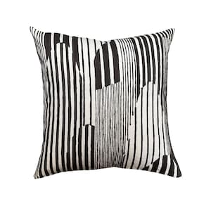 Unique design Charcoal NYC skyline handmade pillow, cotton fabric cushion, monochrome graphic pattern embroidered pillow, Decorative pillows