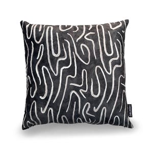 Modern Graffiti designed pillows, Charcoal luxury velvet pillow for your home, sofa, and bed cushions, Handcrafted in India, Home decor,
