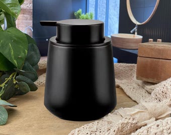 FOAM SOAP DISPENSER made of ceramic with a smooth, shiny surface (black) I for homemade soap that foams