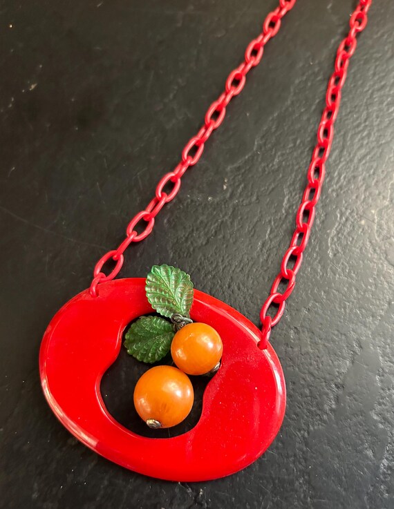 Bakelite Cherries Necklace - image 1