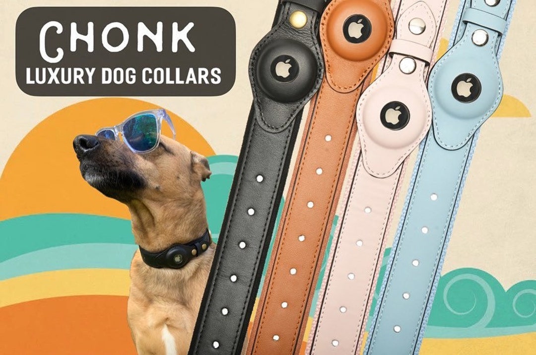 Premium Leather & Vegan Leather Apple AirTag Dog Collar All in One