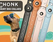 Premium Leather Vegan Leather Apple AirTag Dog Collar All In One Design Air Tag Holder for Medium Large Breed Dogs