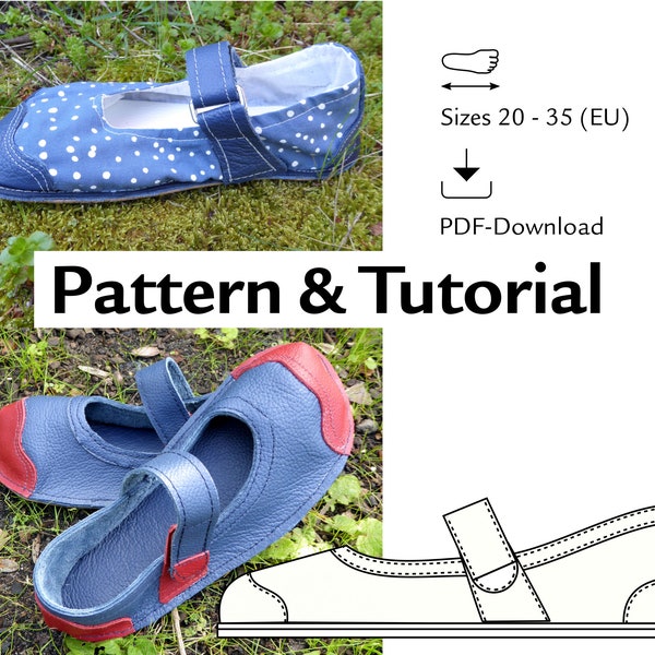 Barefoot children ballerina shoes sewing pattern Hazelnut: PDF Tutorial and instructions for making outdoor shoes