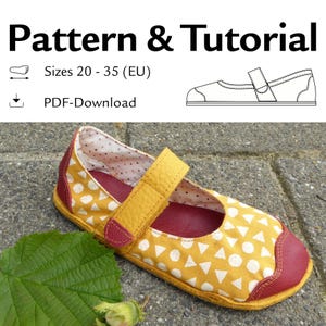 Barefoot children ballerina shoes sewing pattern Hazelnut: PDF Tutorial and instructions for making outdoor shoes