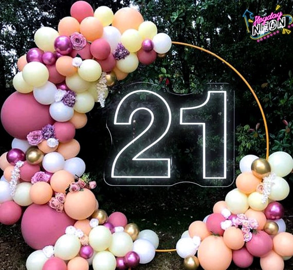 21st Birthday Gift For Her | Happy Birthday Neon Sign | 21st Birthday Neon Sign | Twenty One Neon Sign | Custom Neon Sign | Party Decor Prop