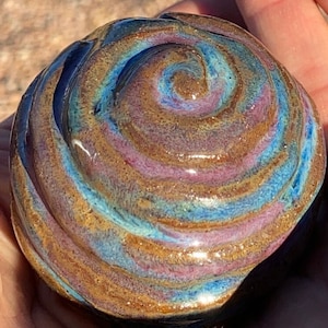 Finger labyrinth ball for meditation, stress relief and prayer- brown, blue and purple
