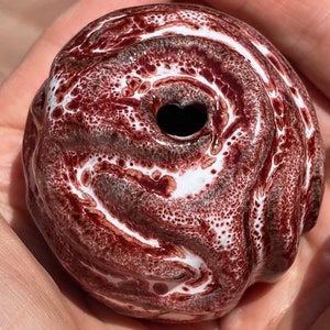 Finger labyrinth ball for meditation, stress relief and prayer- maroon, white and brown